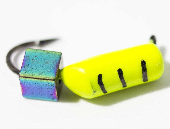 Мормышка вольфрамовая Condor Столбик с кубиком Хамелеон лимонный, 1,5 мм 15 шт