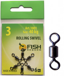 Вертлюг Fish Season цилиндрич. №8 19кг 10шт 1001-08F