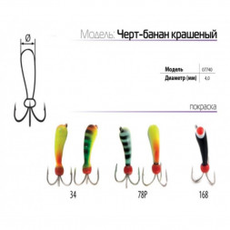 Мормышка вольфрамовая Spider Черт-банан краш. MW-SP-07740-78P